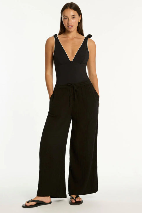 Sea Level Babylon Bow Tie Longline Scoop Back One Piece